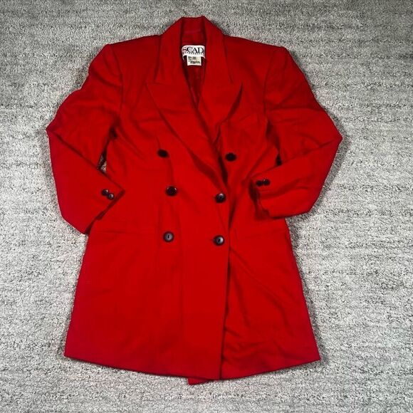 Escada Jackets & Blazers - Vintage Escada Wool Red Women’s Double Breasted Blazer Jacket